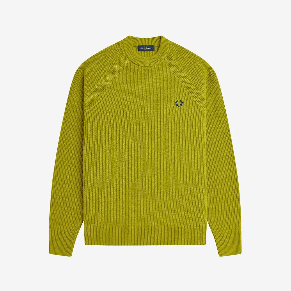 FRED PERRY [Sharp] Lambswool Raglan Knit - Tennis Ball Yellow Afpm2531548-Z17