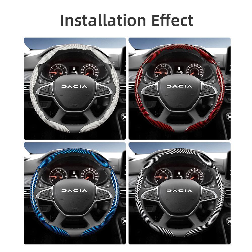 vcxja9 Suitable for Dacia Carbon Fiber Texture Steering Wheel Cover with Segmented Quick-Release Design, Durable, Compatible with Models Such as
