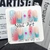 Handcrafted Press-On Nails With 3D Relief Design Gradient Color Block Sculpted Tips Medium-Long Square Shape Reusable Nail Art