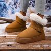 Fashion Winter New Snow Boots Women's Fashion Round Toe Suede Plus Wool Platform Anti-slip Wear-resistant Short-thigh Boots