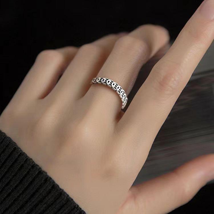 Retro Sterling Silver Lucky Coin Couple Ring - Ancient Style, Adjustable, Electroplated