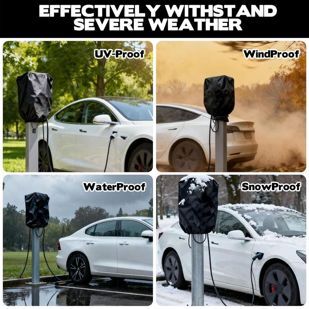 For EV Charger Dustproof Charger PU Waterproof Cover For Outdoor Protection Black PU Waterproof Charging Cover