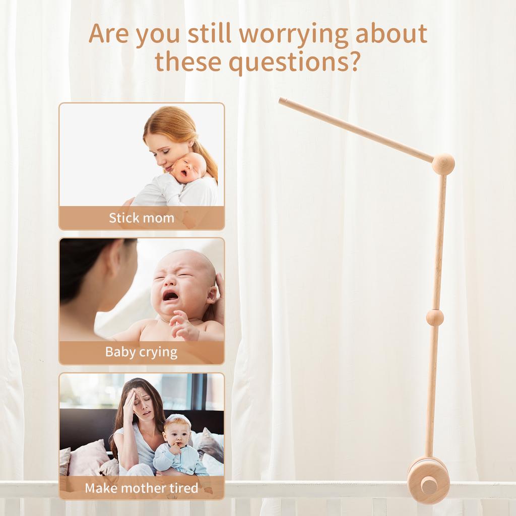 Baby Wooden Bracket Bed Bell 0 6 Months Toy Bracket Accessories Hanging Bracket Soft Mobile On The Bed Baby Room Decoration Crib