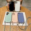 PU Leather Chain Crossbody Lanyard Case For iPhone 16 15 14 13 12 11 Pro Max Mini XS X 7 8 Plus Plating TPU Strap Cover