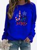 Women's Autumn and Winter Plush Clothing Printed Casual Sportswear Long Sleeved Top T-shirt Women's Round Neck Sweater Pullover