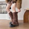 Fashion Knitted Winter Leg Warmers Foot Cover Y2K Furry Leg Warmers Lolita JK Harajuku Leg Coverings Streetwear