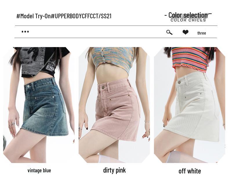 2023 Damska Mini Spódniczka Jeansowa A-Line z Wysokim Stanem w Kolorze Off-White: Antyekspozycja, Petite, Wyszczuplający Styl Letni