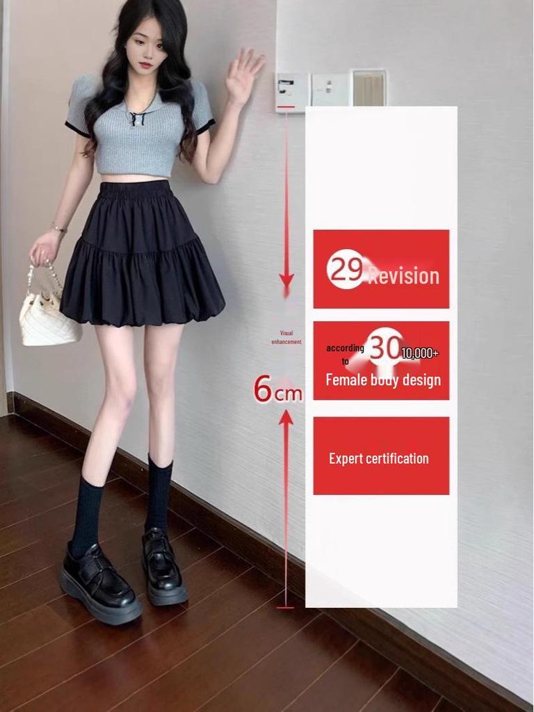 2026 Spring/Summer High Waist Bubble Mini Skirt for Women - Slimming Fluffy A-line Skirt with Anti-Exposure Design.