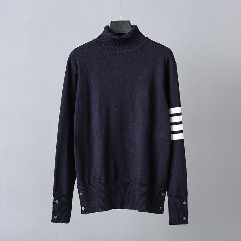 

TB BROWIN High-Neck Sweater: Unisex Wool, Four-Bar, British Style XXL