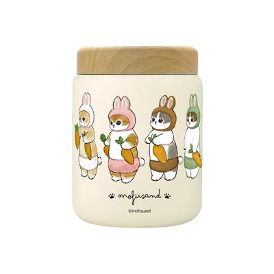 Mofusand Stainless Steel Soup 400ml Lunch Keeps Food Hot or Perfect for Commuting or Cute Cat Vacuum-Sealed Pot, (Usanyan) Jar, Cold, School, Design,