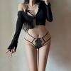 French Light Luxury Hollowed-out Thong Female Temptation Hot Diamond Embroidery Perspective Interwoven Thin Strap Sexy Underwear