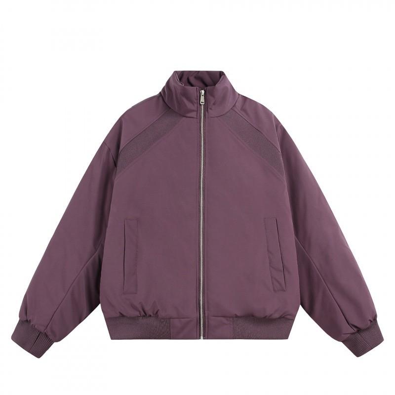 Winter Oversized Cotton Puffer Jacket Men Women Warm Thick Box Fit Stand Collar Casual Outerwear In Gray Black Purple