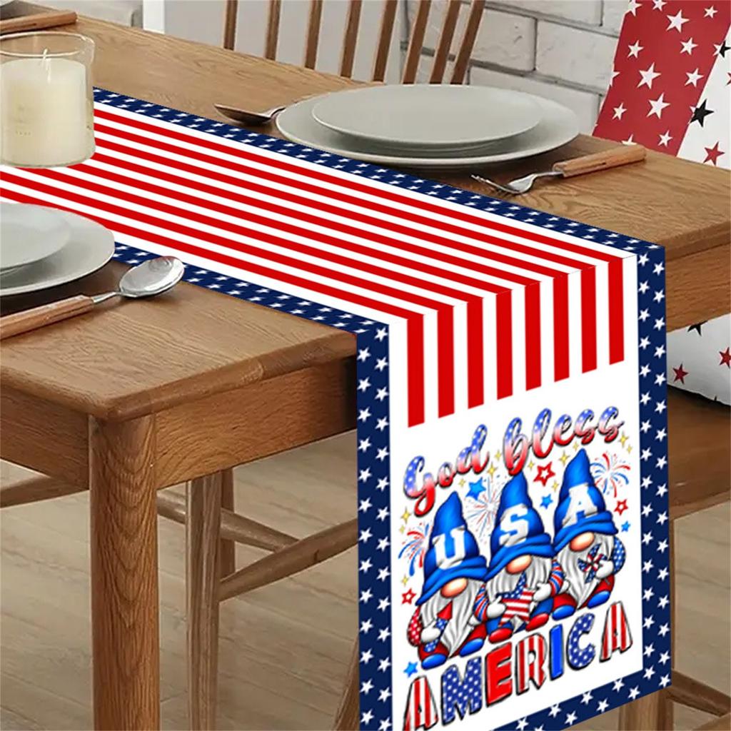 Creative Independence Day Polyester Cotton Printed Table Flag Table Decorations