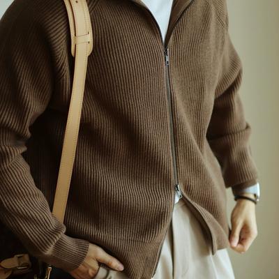 Herren Herbst Strickjacke mit Reißverschluss Warmer Mantel Einfach Lässig Leichte Strickjacke Jacke