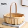 Reinforced Handle Organizer Handmade Woven Wood Storage Basket, Oval with Handle, Hand Utility Basket Large Capacity Bin for Kitchen And Home