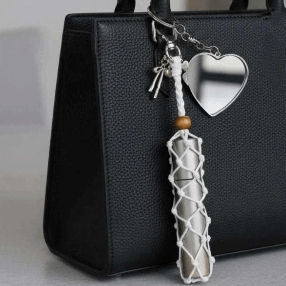 Portable Net Pocket Lipstick Bag Keychain Mini Lipsalve Cover Key Ring for Gift