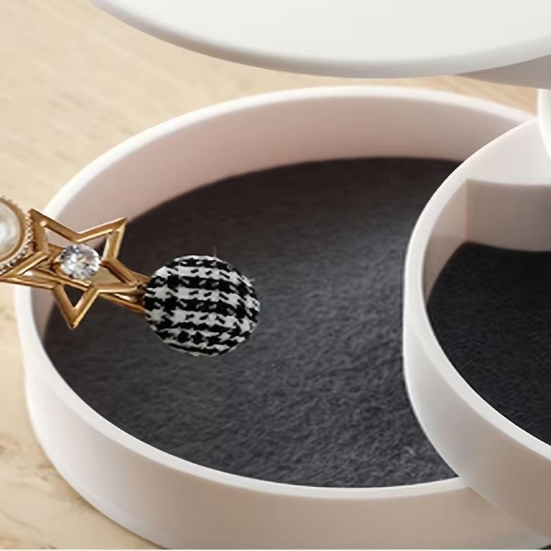Drehbare mehrschichtige Desktop-Aufbewahrungsbox für Haaraccessoires, Schmuck, Kosmetik mit staubdichtem Deckel