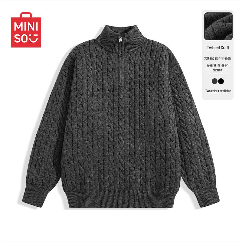 

MINISO Men s Half-Zip Knitted Pullover Sweater XL