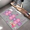 Princess Castle and Unicorn Hopscotch Rug - Non-slip Rug Suitable for Living Room and Bedroom Sofas.
