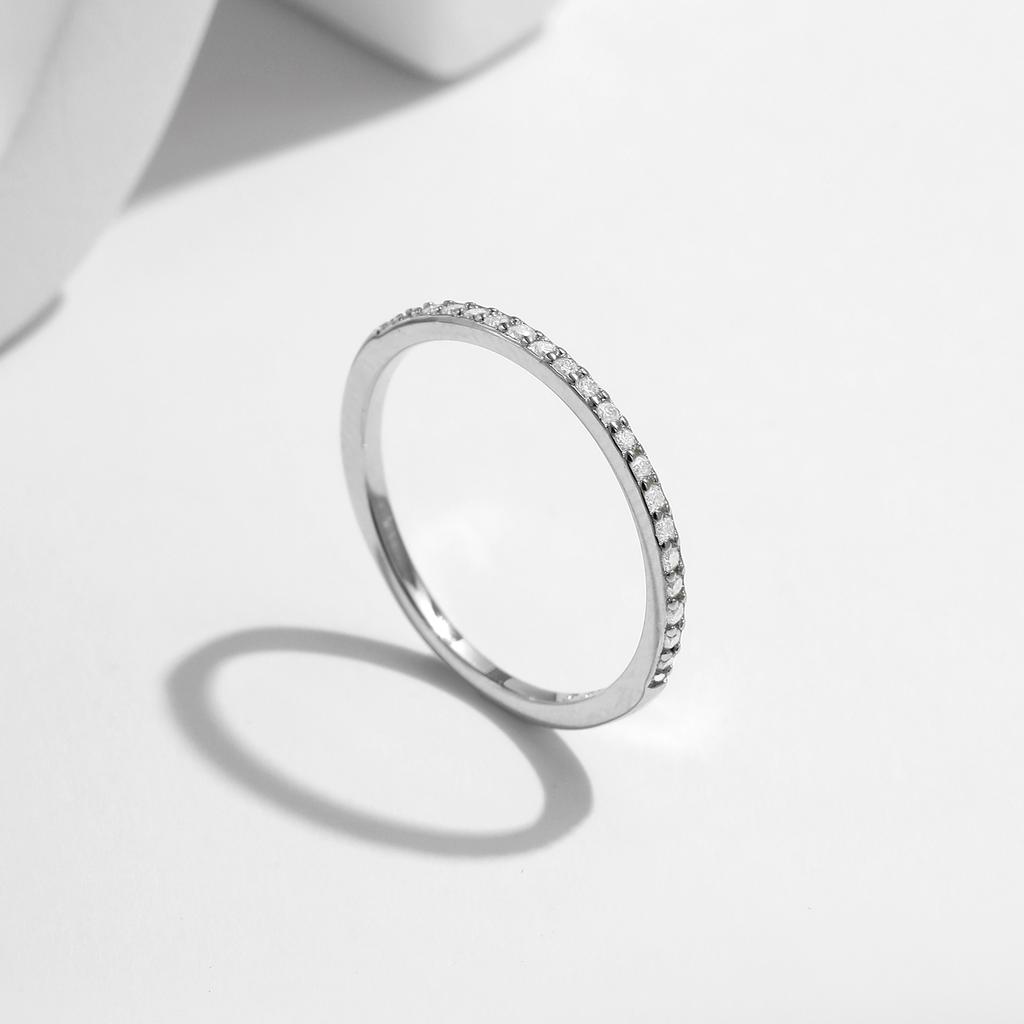 MODIAN Simple Eternity Moissanite Ring 925 Silver Sparkling Simple Thin Wedding Band Rings For Women Fine Jewelry