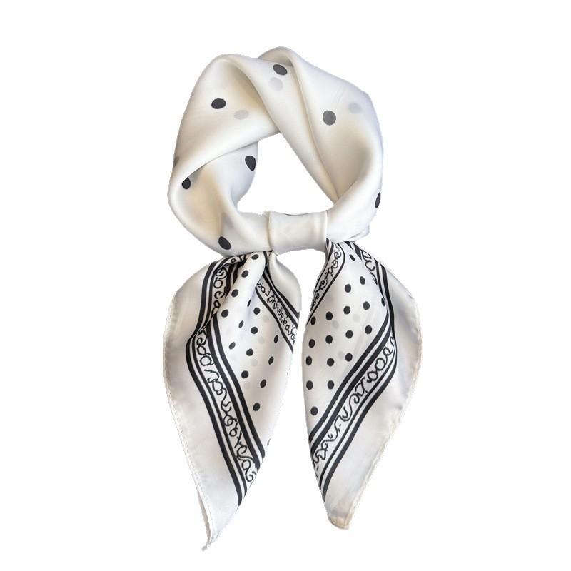 Small Square Scarf Geometric Shawl Square Scarf Advanced Simulation Silk Neck Sunscreen Headscarf Polka Dot Printed Scarf Women's Silk Scarf Feeling