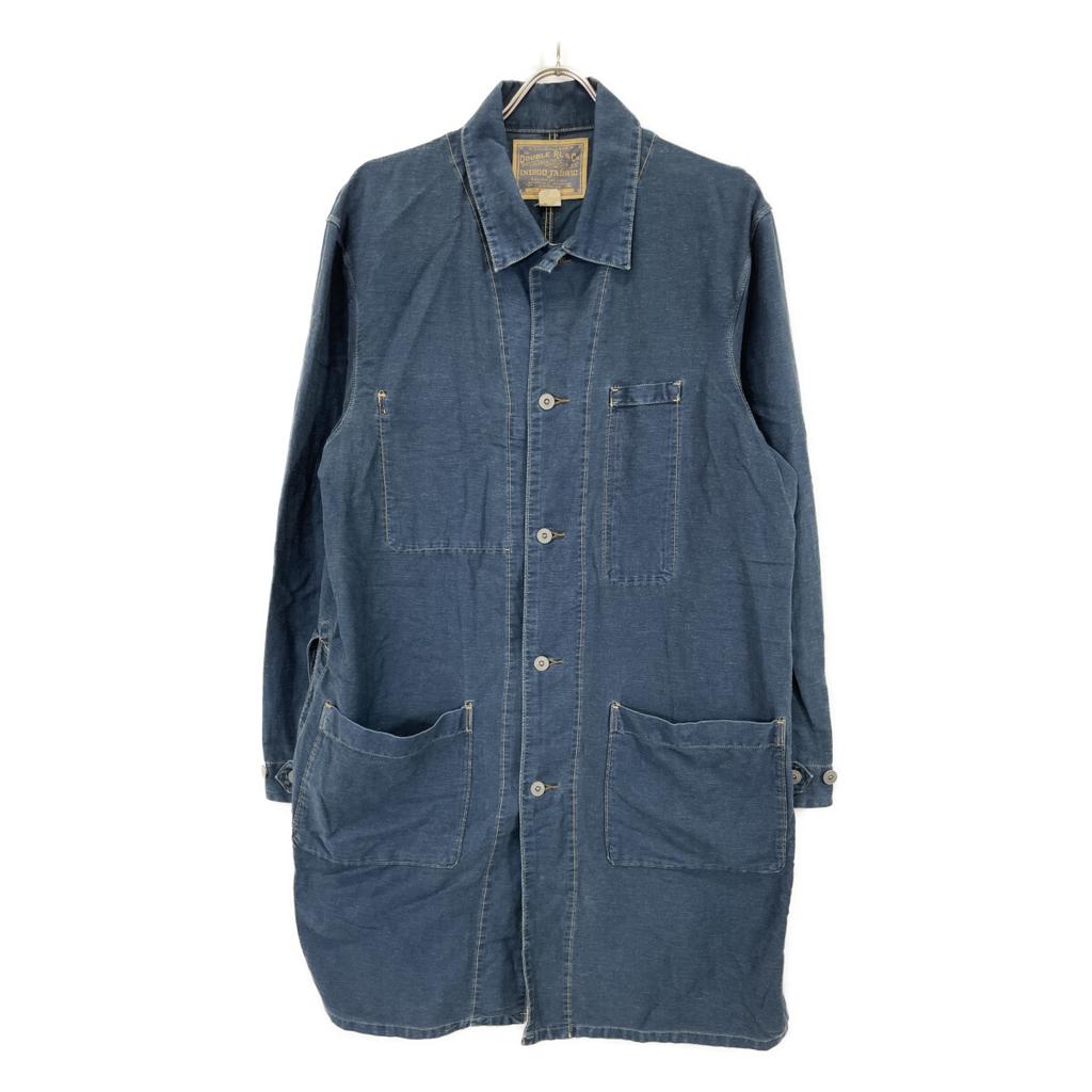 RRL 0201R Indigo Baumwolle x Leinen Denim Shop Coat Mantel M IndigoUsed