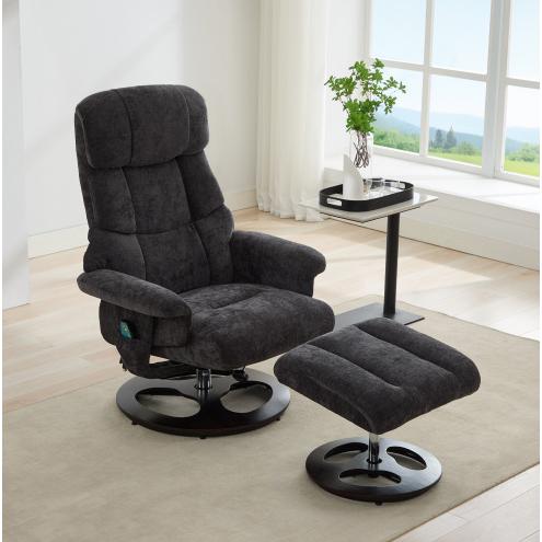Modern Style Gray Microfiber Fabric Recliner Lounge Chair with Big Tall Metal Frame Massage Function for Home Office Bedroom