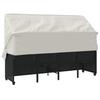 Sun Lounger with Canopy and Cushions Black Poly Rattan