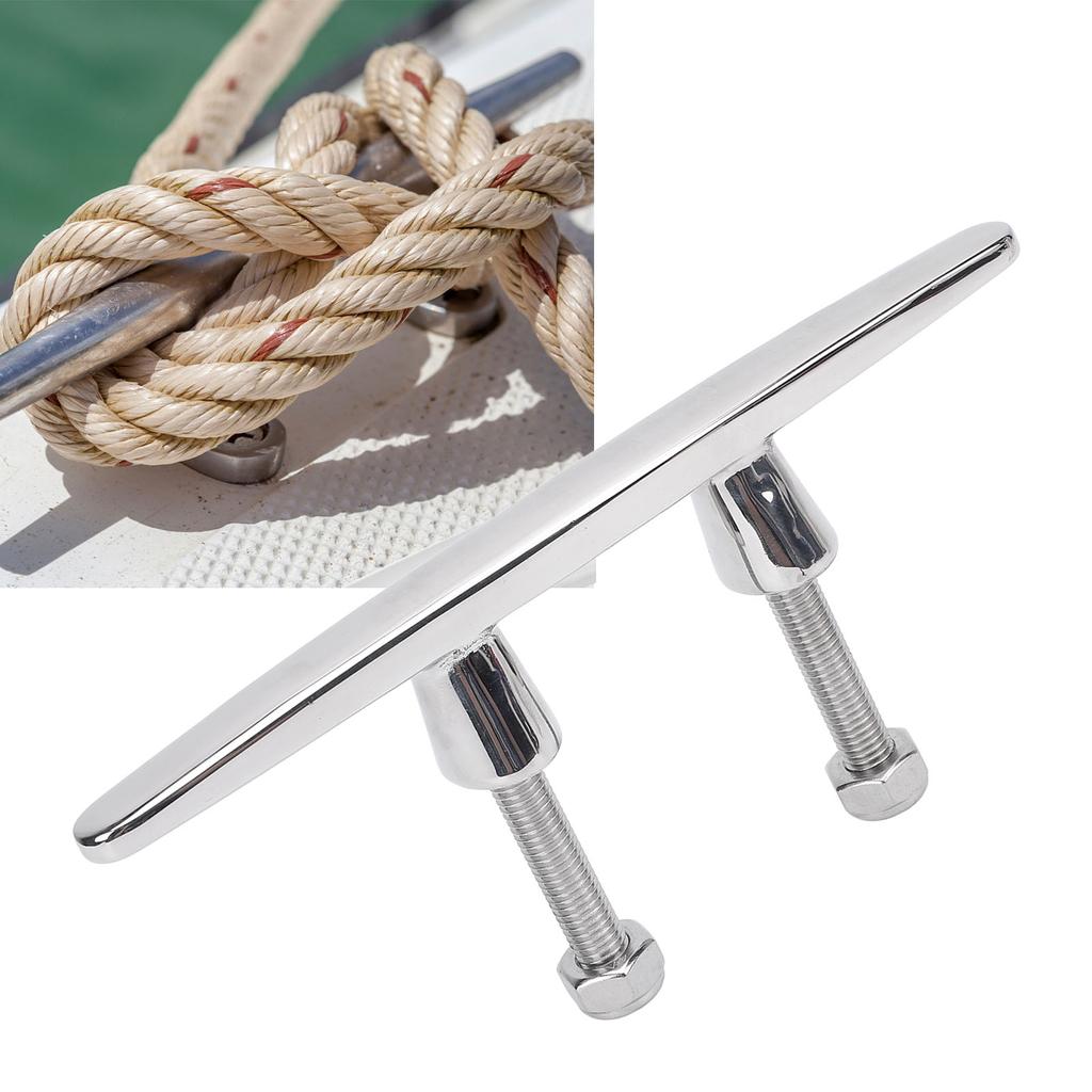 8 Inch Pull Up Boat Cleat Polished 316 Stainless Steel Dock Cleats Tie Down for Yacht Cargo Ship Spe