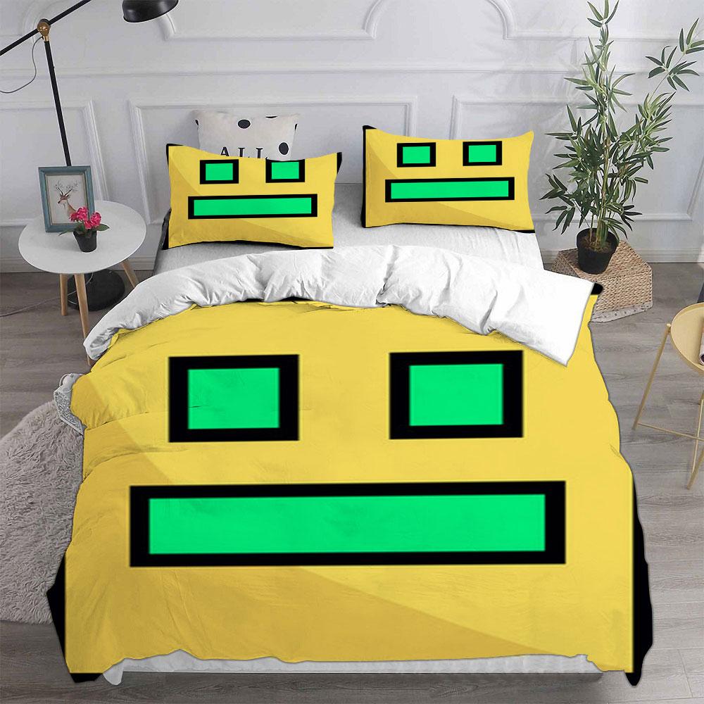 Geometry Dash Bedding Sets Comforter Quilt Bed Cover Duvet Cover Pillow Case 2-3 Pieces Sets Kids Adult Size