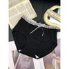 Girl Spring and Autumn Sweet Plaid Edge Splicing 10A Antibacterial Wrapped Hip Mid Waist Triangle Briefs