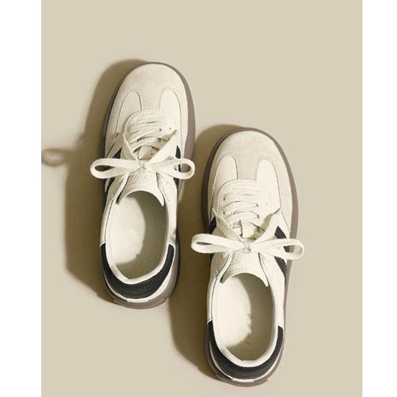 

Leather women s shoes new autumn versatile thick-soled heightening casual sports shoes board shoes white shoes 40