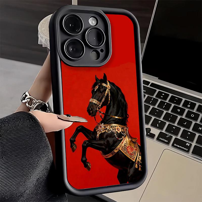 Phone Case for iPhone 17 Air 16E 15 16 Pro Max Horse Art Aesthetics Cover 14 Plus 13 12 Mini Soft Shell Silicone Fundas