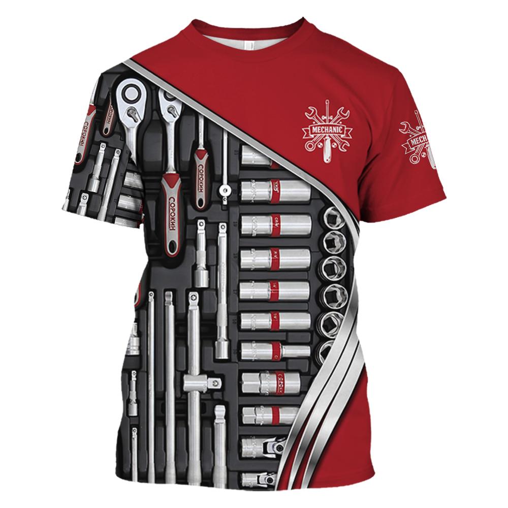 Male T Shirt Vintage T-shirt Summer Clothing Personalized Name Mechanic 3d Print Top 5xl Street Casual Sports Oversized Pullover