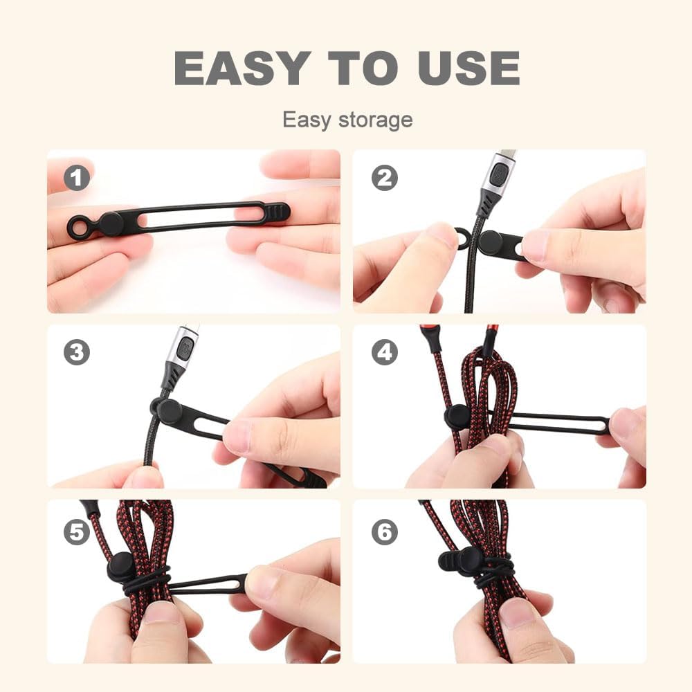 Data Cable Organizer Multipurpose Upgrade Silicone Cable Ties Reusable Cable Management Cord Organizer for Fastening and Bundling Cable Cords Wires