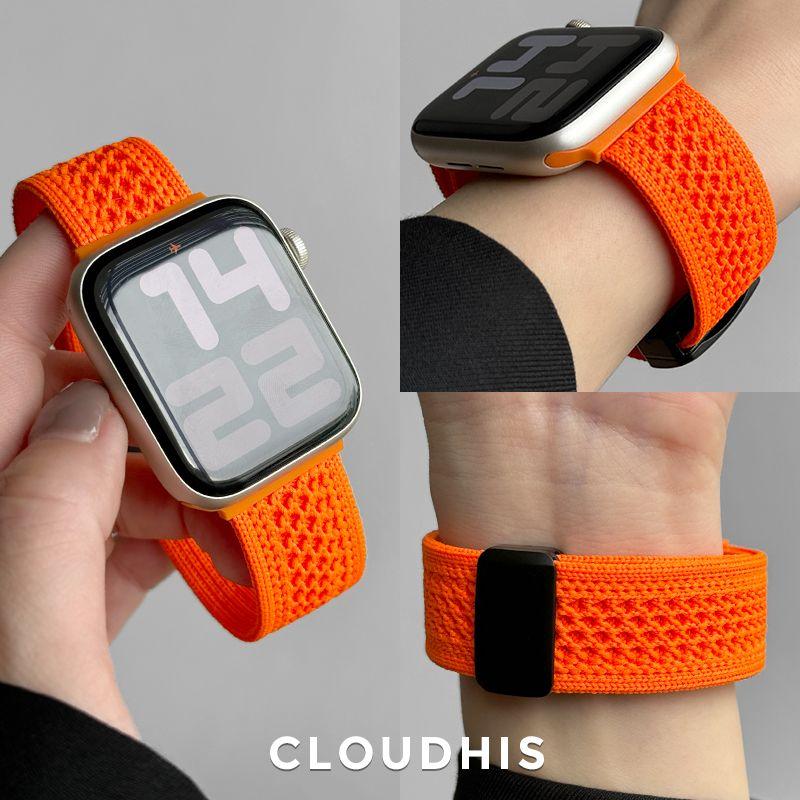 

Breathable Knitting S10 Nylon Woven Magnetic Buckle Strap Apple Watch S9 Sports Boys and Girls New Arrival Iwatchs8/Watch Fall and Winter Ultra2 Orange iWatch 4/5/6 40mm