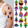 63 Stück Neon Home Party Temporäre Tattoos Cartoon Wasserdichte Körperkunst Arm Tattoo Aufkleber Einweg Fake Tattoos für Frauen Männer