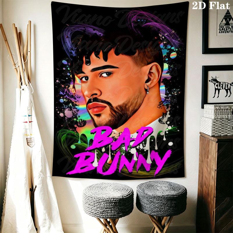 Bad Bunny Beat Wandbehang Bedruckte Stoffdecke Dekorative Wandteppiche für Schlafzimmer Wohnzimmer Heimdekoration