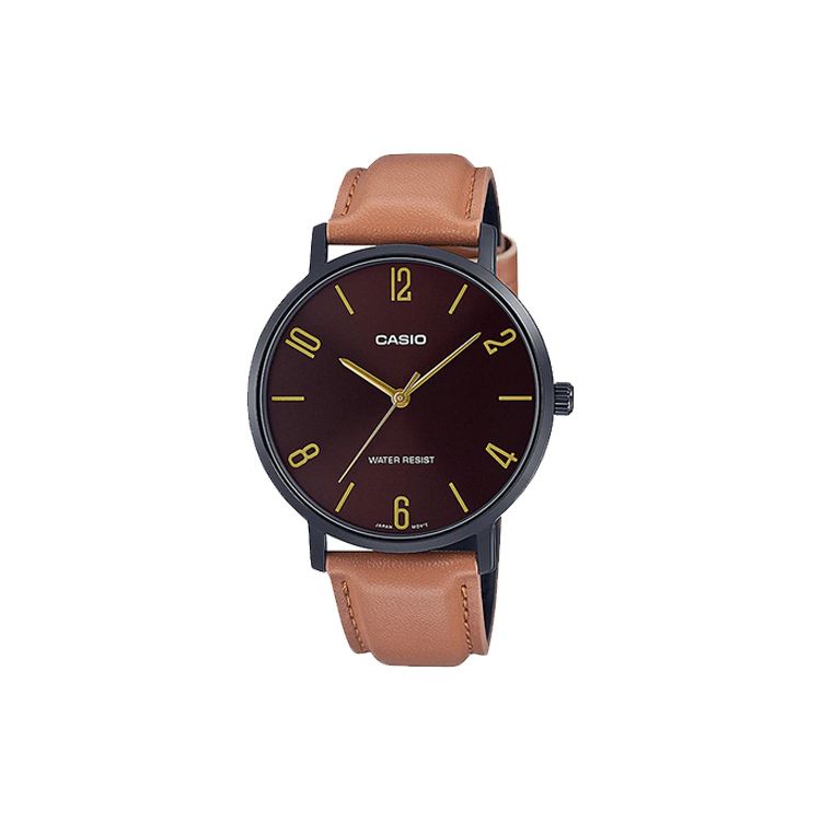 Casio Standard Series Classic Minimalist Stylish Quartz Movement Leather Strap Watch Men Watches Red MTP-VT01BL-5B Red Watch Dial