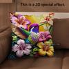 2D Vibrant Hummingbird Floral Throw Pillow Covers** Pattern Cushion Cover Suitable For Sofa Bedroom Car Pillow Cover