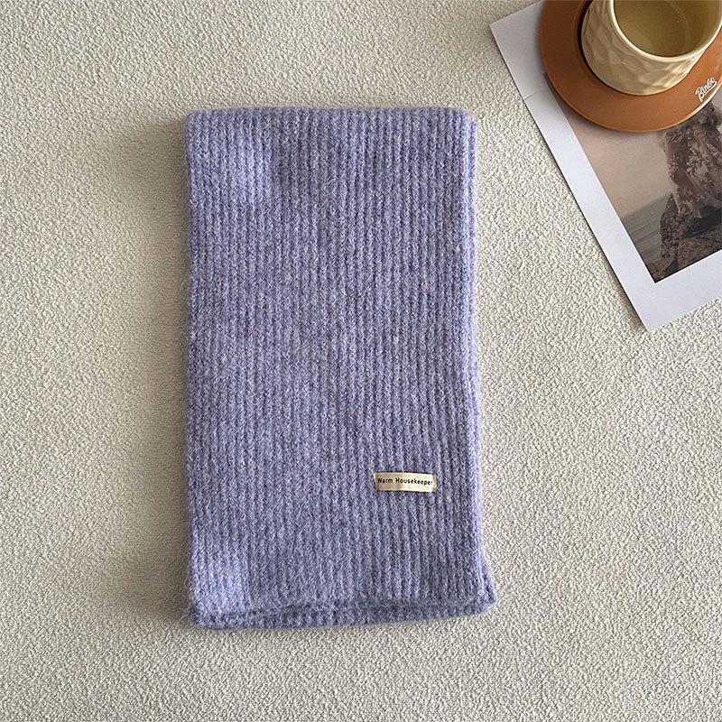 Luxury Women's Scarf Autumn/Winter New Solid Color Korean Knitted Wool Blended Warm Shawl Fashion Versatile Scarf
