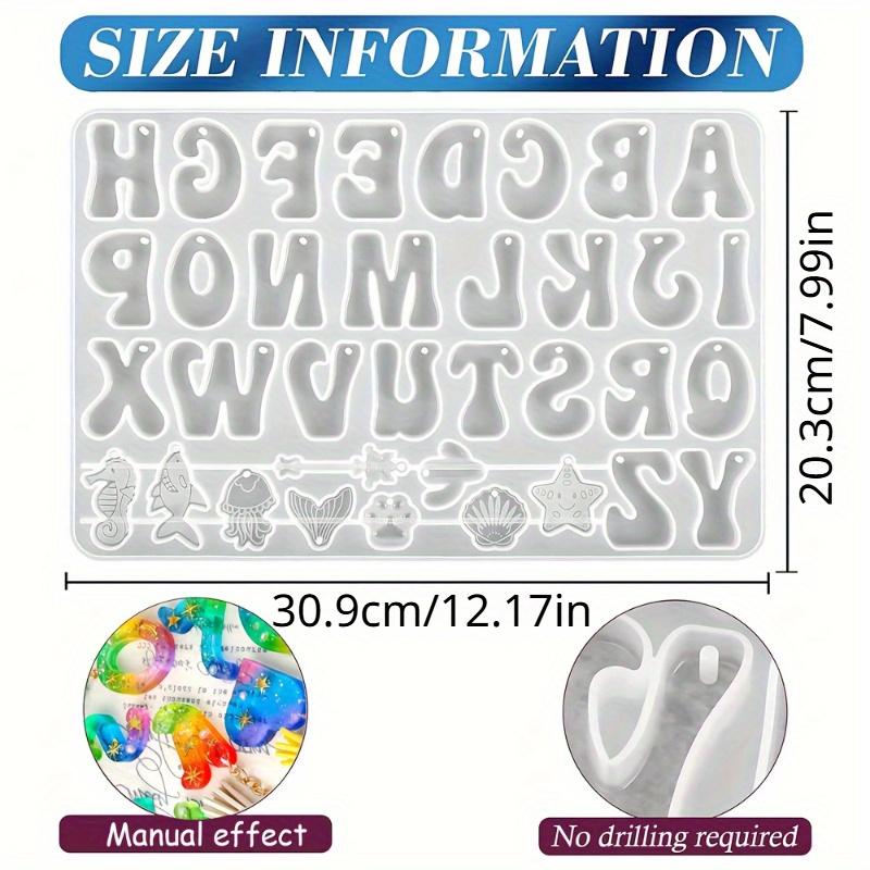 Silicone Resin Casting Molds Set with Alphabet Reverse Letter Shaped for DIY Keychain and Jewelry Pendants