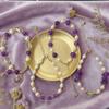 Women's Amethyst & Freshwater Pearl Adjustable Bracelet – Light Luxury Crystal Design
