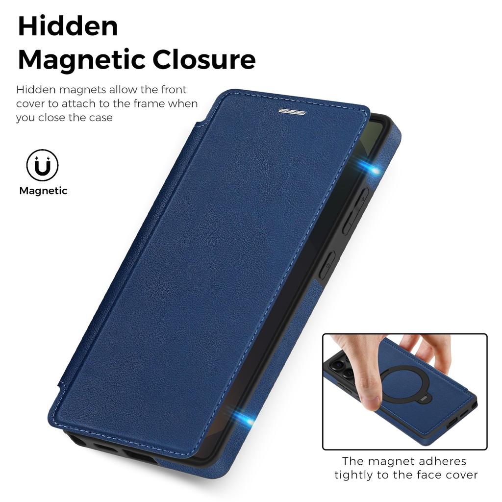 For Samsung Galaxy S25 Ultra Magnetic Case RFID Blocking Leather Wallet Cover with Rotating Ring Kickstand