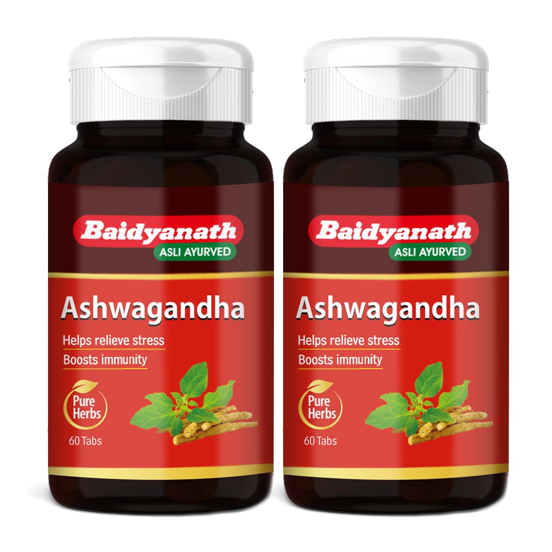 

Baidyanath Ashwagandha 60 Tablets Pack of 2 For Stress Relief Energy Immunity & Daily Wellness Support