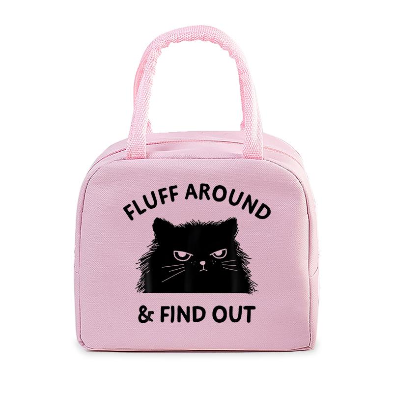 Women Men Oxford Lunch Bag Cartoon Cat Series Graphics Portable Insulated Thermal Bag School Teacher Student Lunch Box Handbag