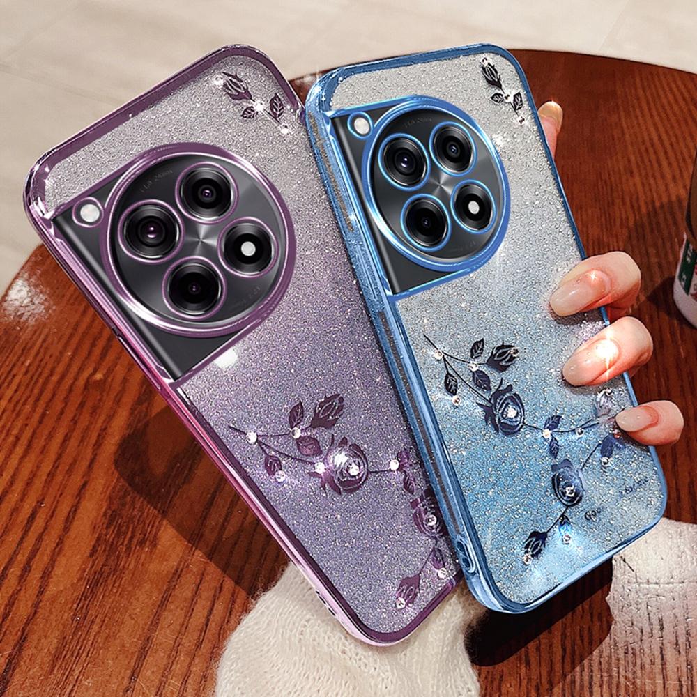 KADEM For OnePlus Ace 3 Pro 5G Case Flower Pattern TPU Gradient Phone Cover with Lanyards