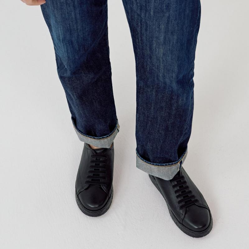 Young Age ESquire Young Age Men S goatSkin Bumpy SneakerS Black
