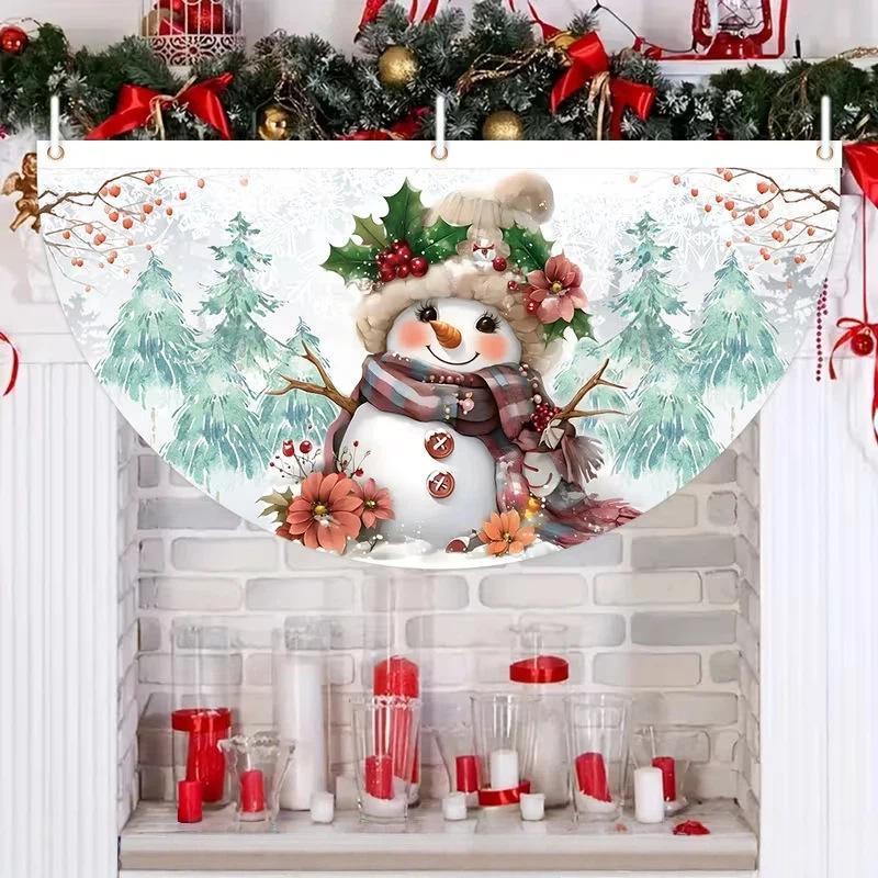 Christmas Outdoor Fan-Shaped Flag Banner Christmas Decor For Home 2026 Cristmas Drop Ornament Xmas Navidad Gift New Year 2027