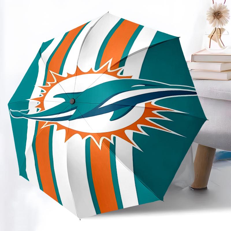 Printed Miami Dolphins logo Folding Umbrella,Outdoor,Leisure,And Travel Umbrella,Durable Umbrella Fabric,Birthday And Holiday Gift